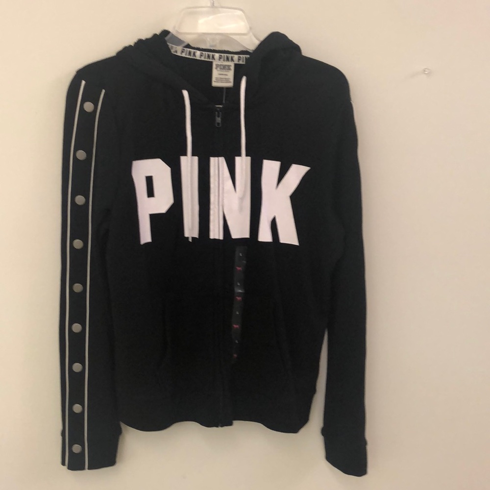NWT PINK BLACK ZIPUP HOODIE